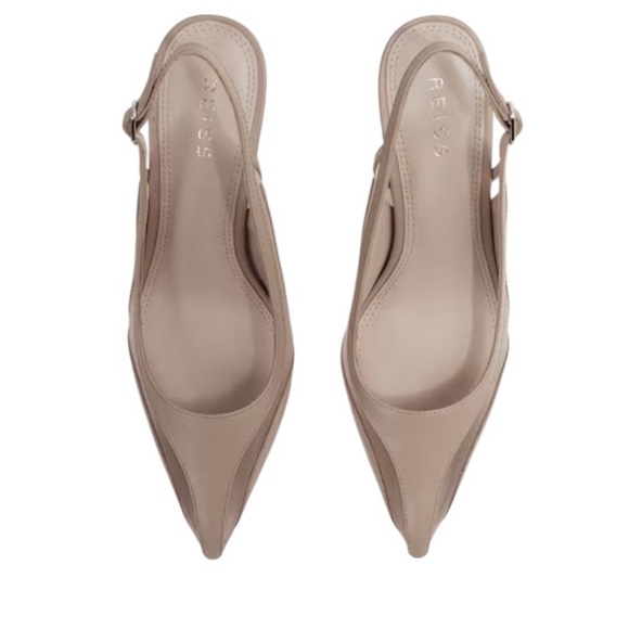 Reiss Shoes - NEW Reiss Ellie Pump Mesh Court Heel Slingback in Latte Tan Leather - Size EU39